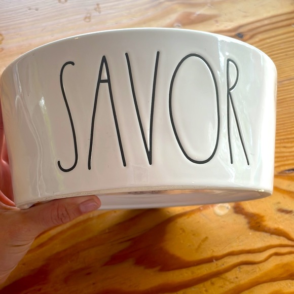 Rae Dunn artisan collection ceramic dog bowl “Savor” - Picture 4 of 5